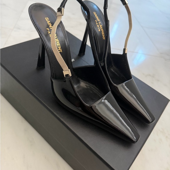 Saint Laurent Glossy Black Heels - Picture 2 of 6